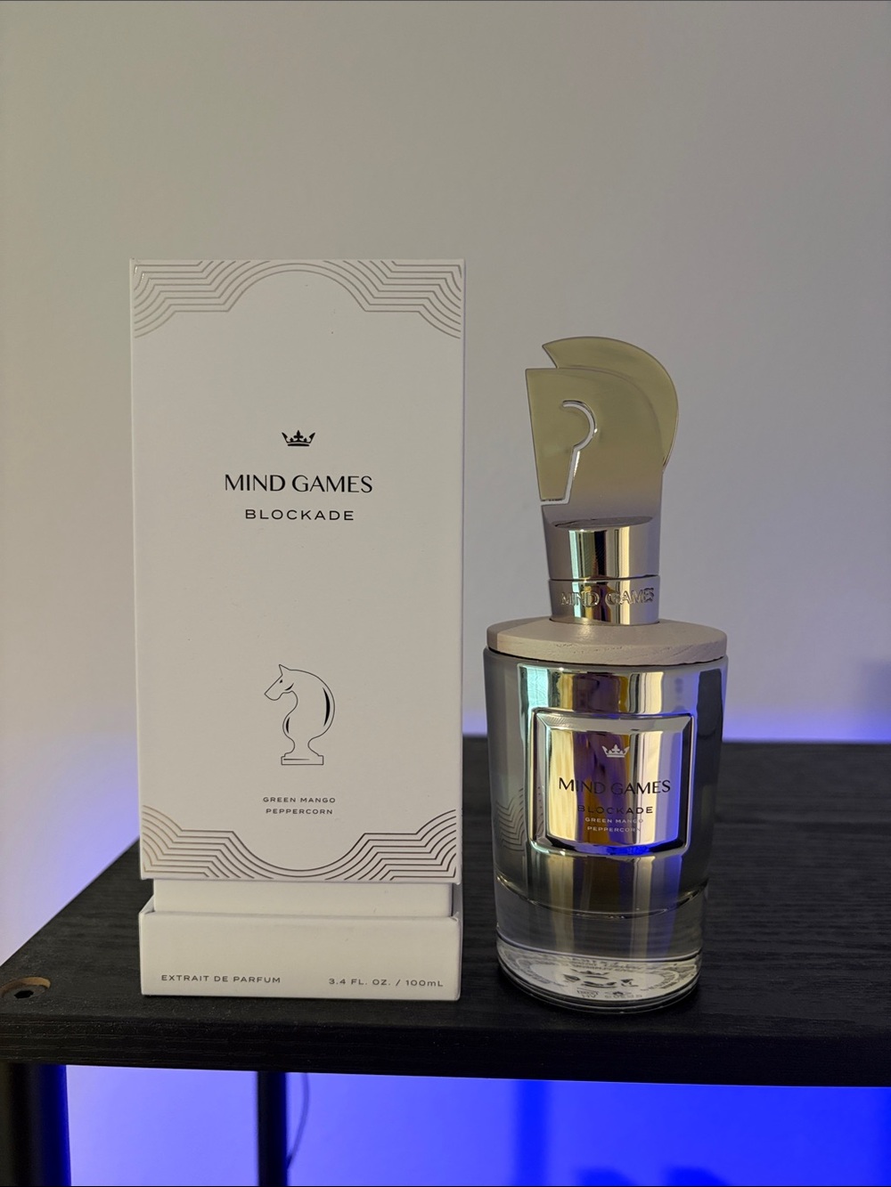 Mind Games Blockade Extrait de Parfum — Silver and Gold Bottle (95% full)